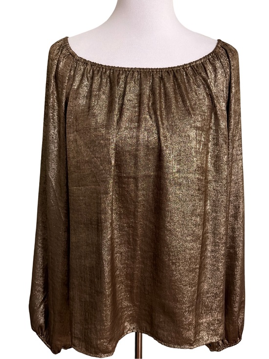 LOFT Tops - LOFT Metallic Bronze Off-Shoulder Blouse